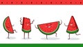 Watermelon Party Ã¢â¬â vector set of four watermelon characters dancing together